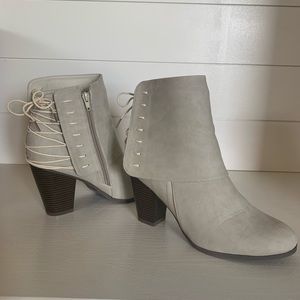 Heeled Booties with Lace Up Back